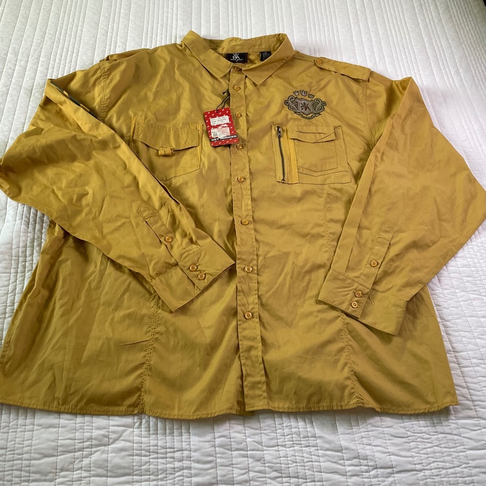 Red Ape Mens Golden Rod Yellow Utility Button Down Shirt RA-1176X 4X NWT